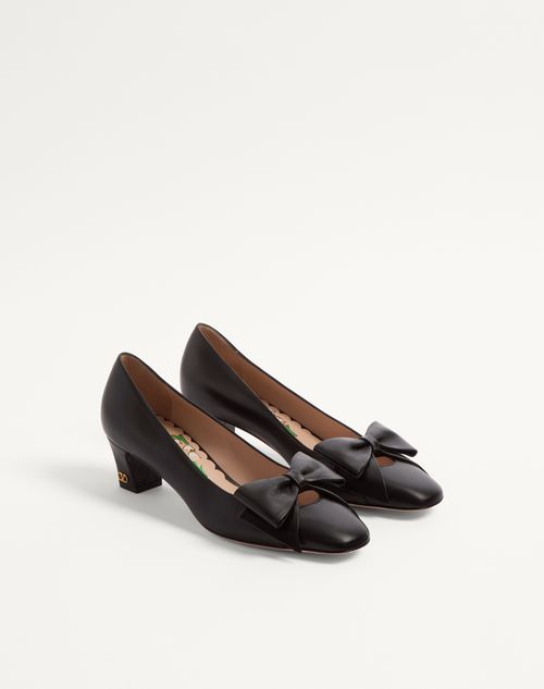 Valentino Garavani - Bowow Pump In Kidskin 45mm - Black - Woman - Pumps And Slingbacks